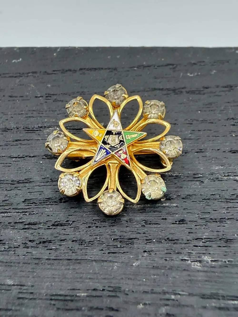 Vintage Order of Eastern Star OES Gold Tone Brooch